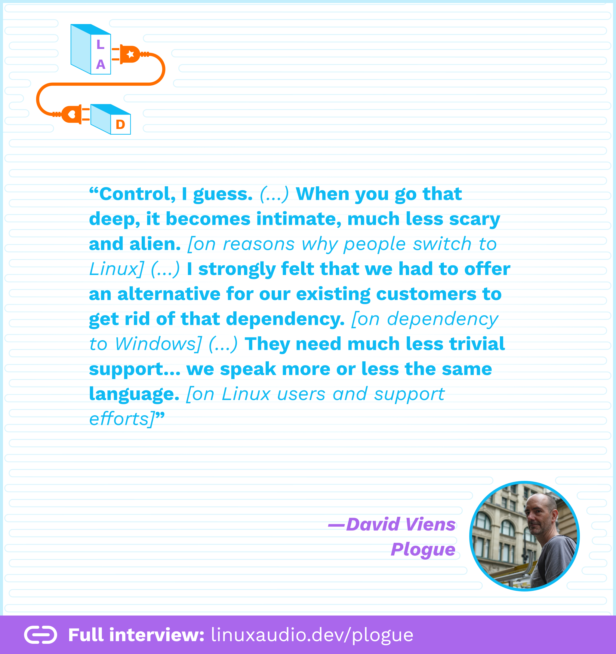 Quote from David Viens about Linux Audio Development