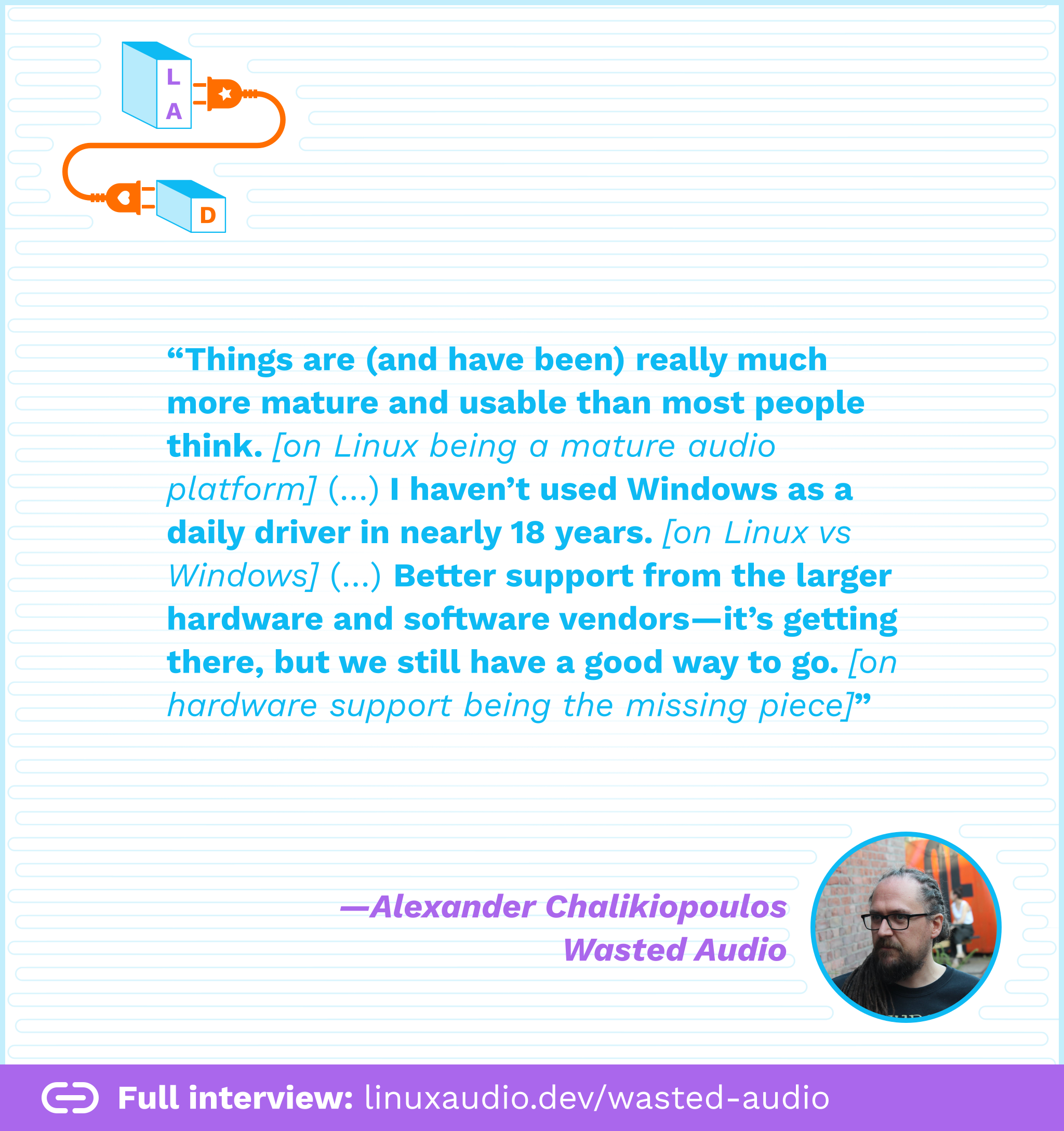 Quote from Alexander Chalikiopoulos about Linux Audio Development